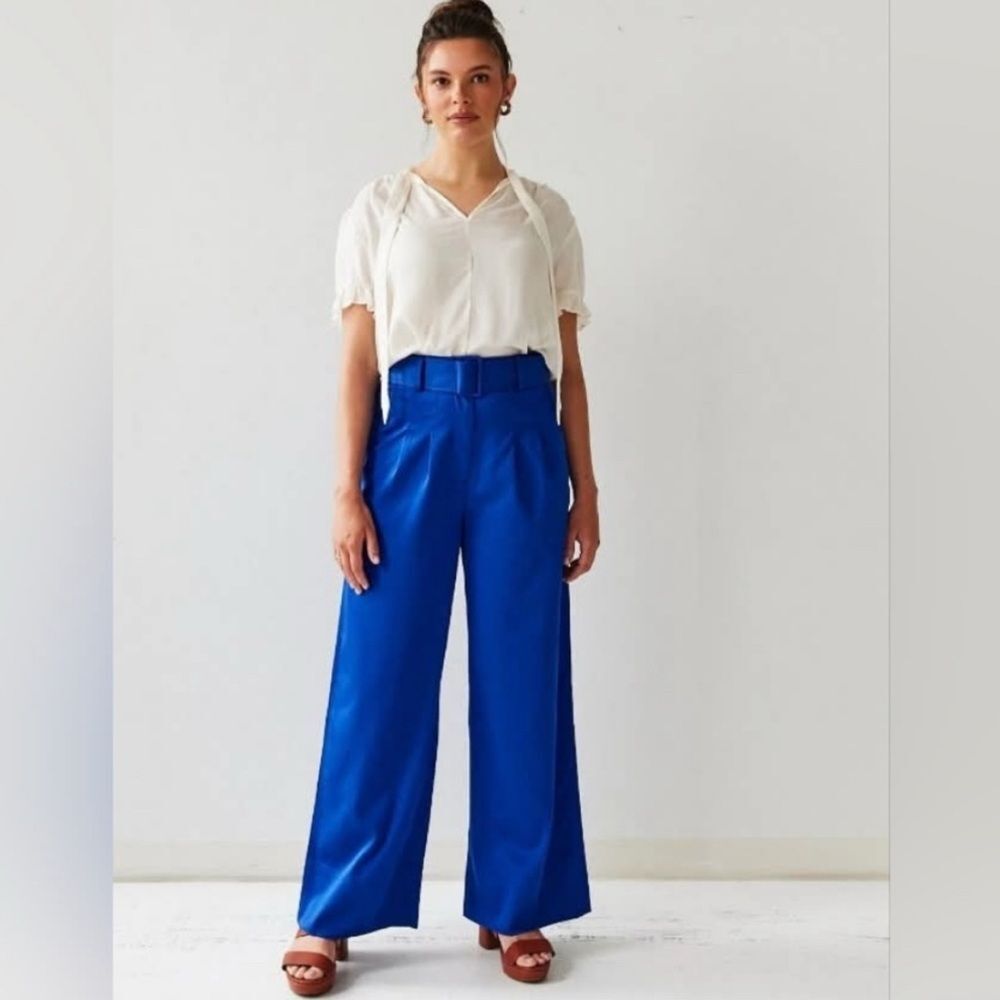 Brass Royal Blue Belted Trouser Pants NWT‎ Size 18